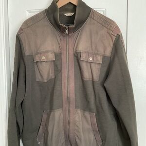 CALVIN KLEIN CLASSIC Men's Olive & Taupe Zip-Front Jacket